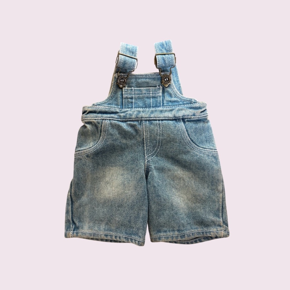 Build A Bear Workshop Vintage Velcro Strap Denim Light Wash Overalls